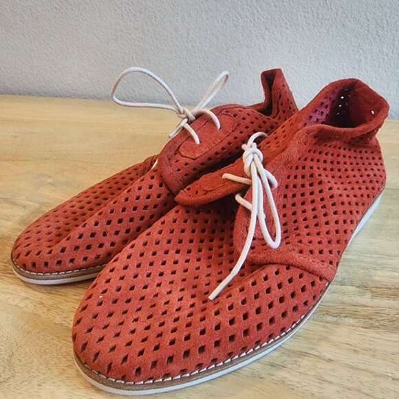 Rollie Chukka Shoes Mens Size 40 Red Perforated Leather Casual Lace Up Comfort - Picture 6 of 11